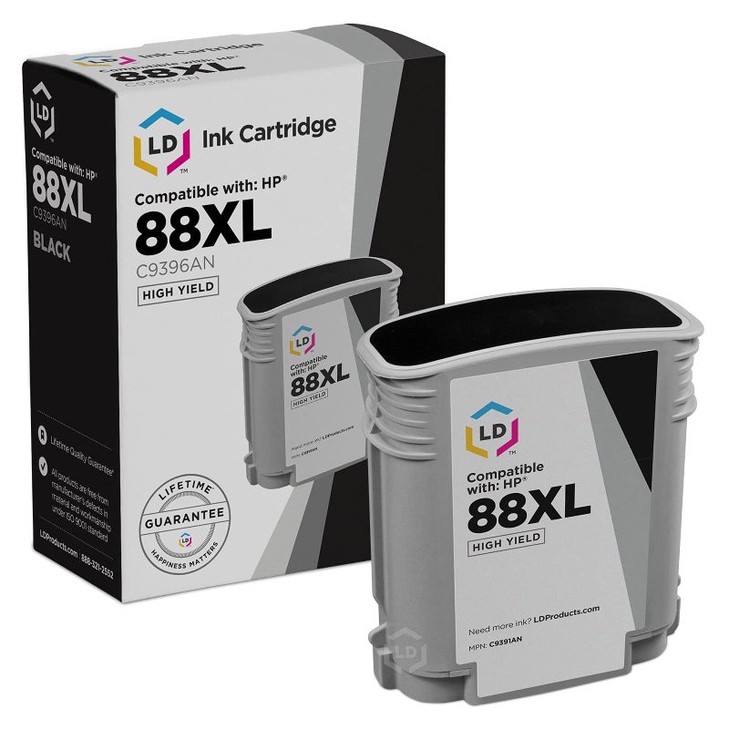 LD Products Remanufactured Ink Cartridge Replacement for HP 88XL C9396AN High Yield (Black) Compatible with OfficeJet Pro L7680 L7780 L7650 L7750 K5400dn L7681 L7500 K8600 L7480 L7600 L7700 and More - Image 1